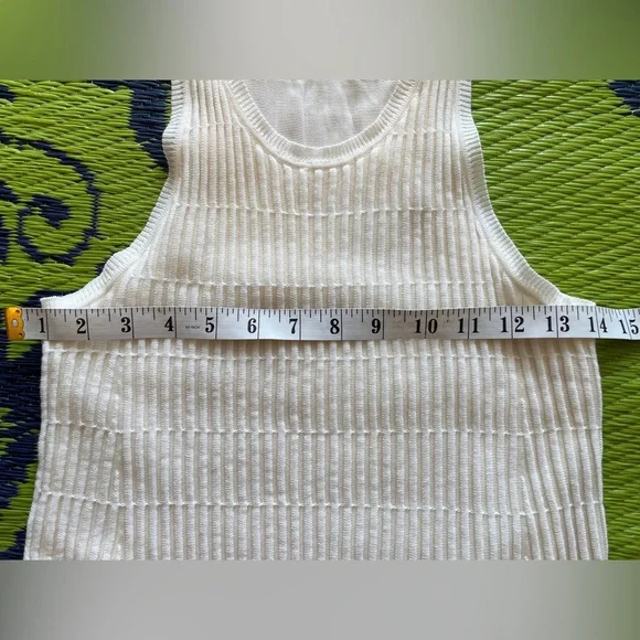Theory Ottoman Day Dress White Size Medium Ribbed Tank Swing Dress Stitchy knit - Picture 9 of 11